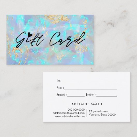 青opalテクスチャギフト証書 名刺 (正面/裏面)