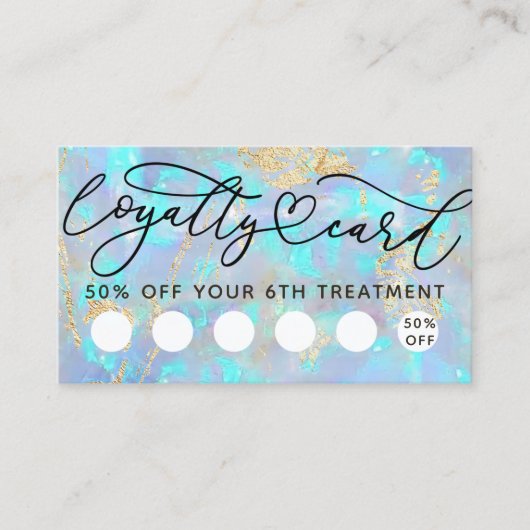 青opalテクスチャ背景ロイヤリティカード 名刺 (正面)