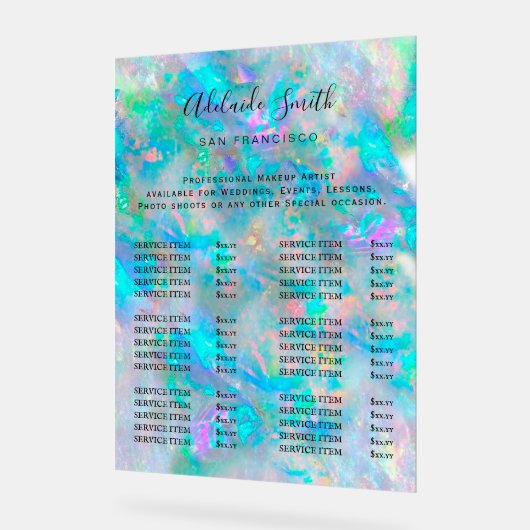 青opal美しいサロン価格表 アクリルサイン (傾斜)