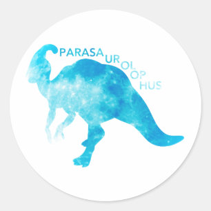 青Parasaurolophus – 背景色を選択 ラウンドシール