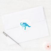 青Parasaurolophus – 背景色を選択 ラウンドシール (封筒)