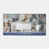 青We愛おばあちゃんの写真コラージュ孫の名前 デスクマット (キーボード&マウス)