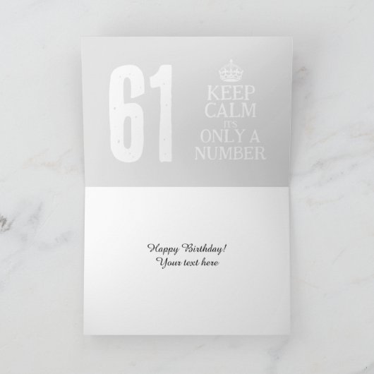 静おもしろい保ミーム61番目の誕生日グリーティングカード カード (内部)