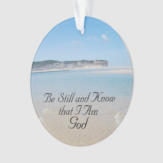 静かであれ、神は我が神であることを知れ、詩篇46 オーシャンビーチ オーナメント (正面)