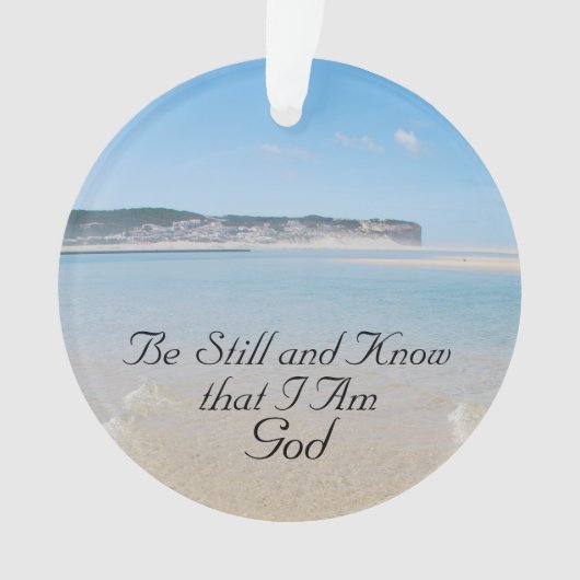 静かであれ、神は我が神であることを知れ、詩篇46 オーシャンビーチ オーナメント (正面)