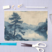 静かでガラス色の川のある美しい風景 薄葉紙 (クラフト)