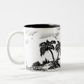 静かで孤独な海だが、まだ飲み物がある ツートーンマグカップ (左)