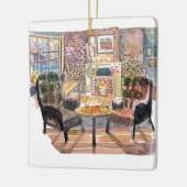 静かで居心地の良いクリスマスイブinニューヨーク・パブ セラミックオーナメント (左)