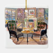 静かで居心地の良いクリスマスイブinニューヨーク・パブ セラミックオーナメント (裏面)