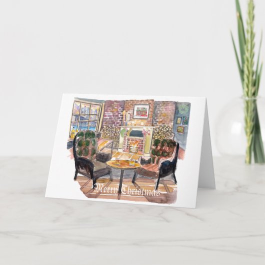 静かで心地よいニューヨークのクリスマスイブ シーズンカード (正面)