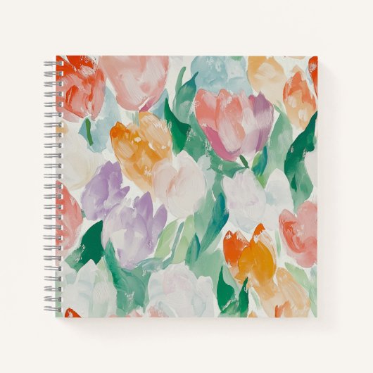 静かで穏やかなチューリップの四角いノートブック ノートブック (正面)
