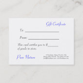 静かで青い水のギフト券のさざ波 割引カード (裏面)