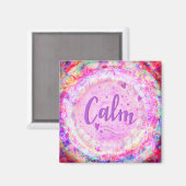 静かなかわいらしフローラインスピレーションONE WORDピンク マグネット (正面/裏面)