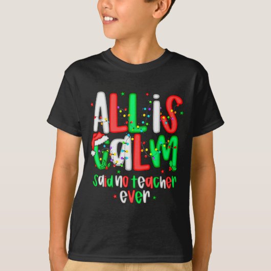 静かなはずの教室は大騒ぎ 楽しい先生のクリスマスL Tシャツ (正面)