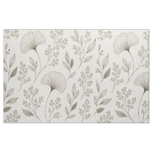 静かなる植物 Fabric | オリーブイチョウフラワー