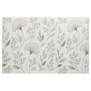 静かなる植物 Fabric   オリーブイチョウフラワー ファブリック