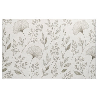 静かなる植物 Fabric | オリーブイチョウフラワー ファブリック