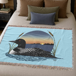 静かなアオガモの夕焼けブルー野生生物湖 スローブランケット