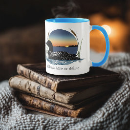 静かなアオガモの夕焼けブルー野生生物湖 マグカップ