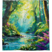 静かなウォーターセレニティストリームシャワーカーテン シャワーカーテン (正面)