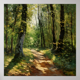 静かなウッドランドの通路 – 印象派絵画家の ポスター