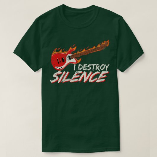 静かなエレキおもしろいタギタープレーヤーGuiを破壊 Tシャツ (デザイン正面)