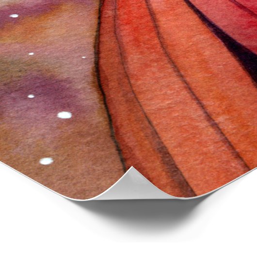 静かなエンバーフェアリーとフクロウのファンタジーアート ポスター (角)