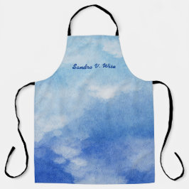 静かなカスタムスカイドリームウォーターカラーブルー&ホワイト エプロン