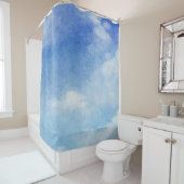 静かなカスタムスカイドリームウォーターカラーブルー&ホワイト シャワーカーテン (インサイチュ)