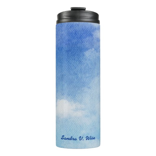 静かなカスタムスカイドリームウォーターカラーブルー&ホワイト タンブラー (正面)