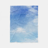 静かなカスタムスカイドリームウォーターカラーブルー&ホワイト フリースブランケット (正面)