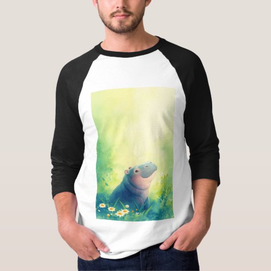 静かなカバのひととき Tシャツ (正面)