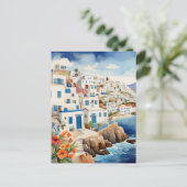 静かなギリシャ魚釣りビレッジギリシャ海の水の色 ポストカード (スタンド正面)