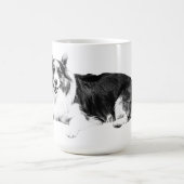 静かなコーギーの朝の笑顔 コーヒーマグカップ (中央)