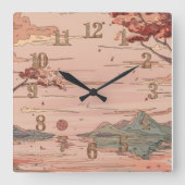 静かなシーンウォール スクエア壁時計 (正面)