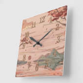 静かなシーンウォール スクエア壁時計 (傾斜)