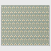 静かなティール色の花柄 ラッピングペーパー (フラット)