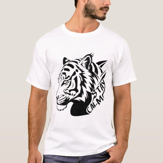 静かなトラの視線 Tシャツ (正面)