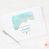 静かなトロピカルグリーン&金ゴールドキッ縁どチン スクエアシール (封筒)