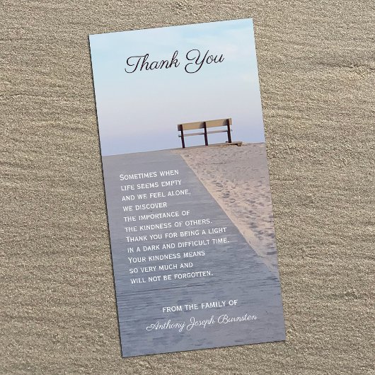 静かなビーチ悔やみや弔慰ありがとう4 x 8フラットカード サンキューカード