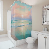 静かなビーチ風景 シャワーカーテン (インサイチュ)