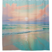 静かなビーチ風景 シャワーカーテン (正面)