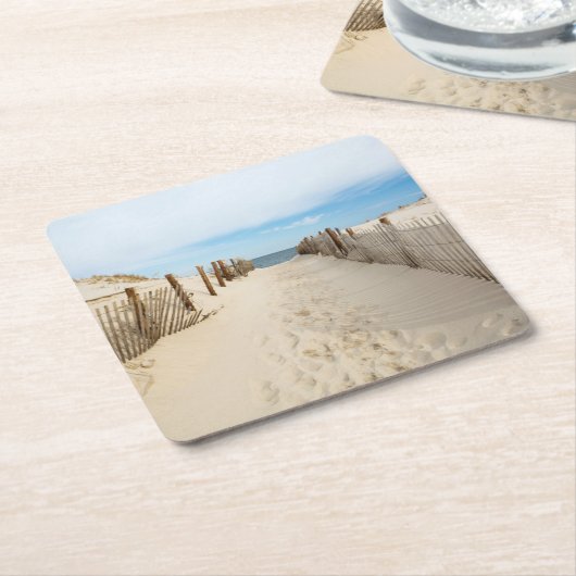 静かなビーチ スクエアペーパーコースター (アングル)