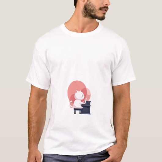 静かなピアノ猫 Tシャツ (正面)