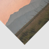 静かなピンクの夕焼けの山々 荒野の草原の風景 薄葉紙 (詳細)