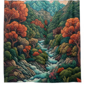 "静かなピーク：ランドスケープ日本のシャワーカーテン シャワーカーテン (正面)