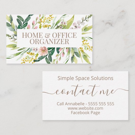 静かなフローラブーケホームとオフィスオーガナイザ 名刺 (正面/裏面)