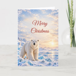 静かなホッキョクグマのクリスマス 冬の野生動物 シーズンカード