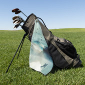 静かなモノグラムの自然水彩山のシーン ゴルフタオル (グリーン)