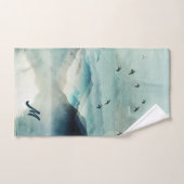 静かなモノグラムの自然水彩山のシーン バスタオルセット (ハンドタオル)